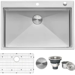 Ruvati Tirana Pro 33" Stainless Steel Kitchen Sink, 16 Gauge, Rounded Corners, RVH8005