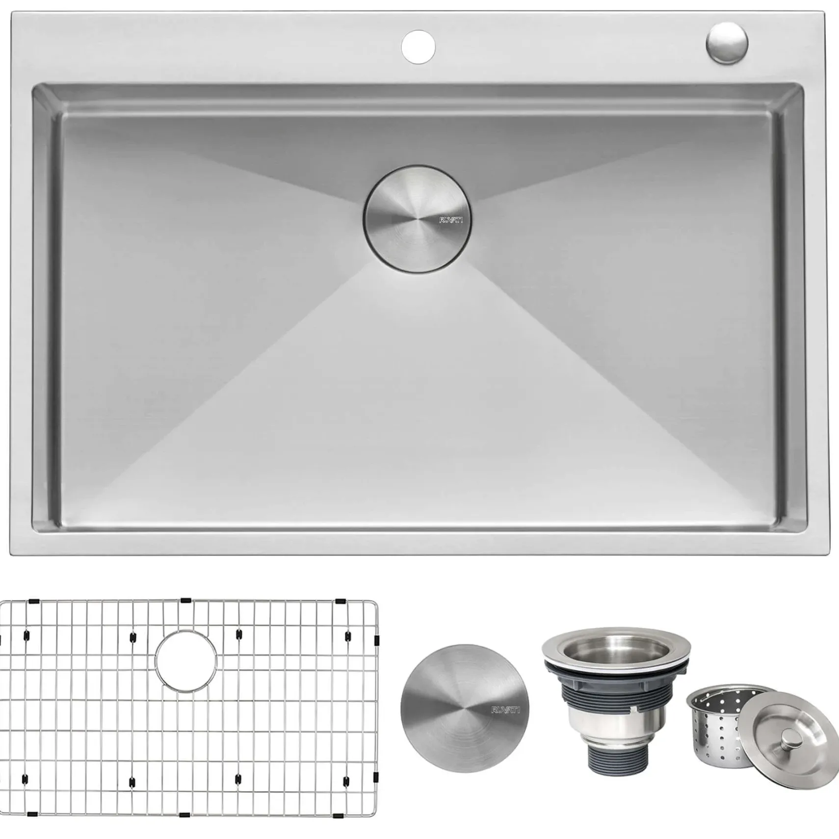 Ruvati Tirana Pro 33" Stainless Steel Kitchen Sink, 16 Gauge, Rounded Corners, RVH8005