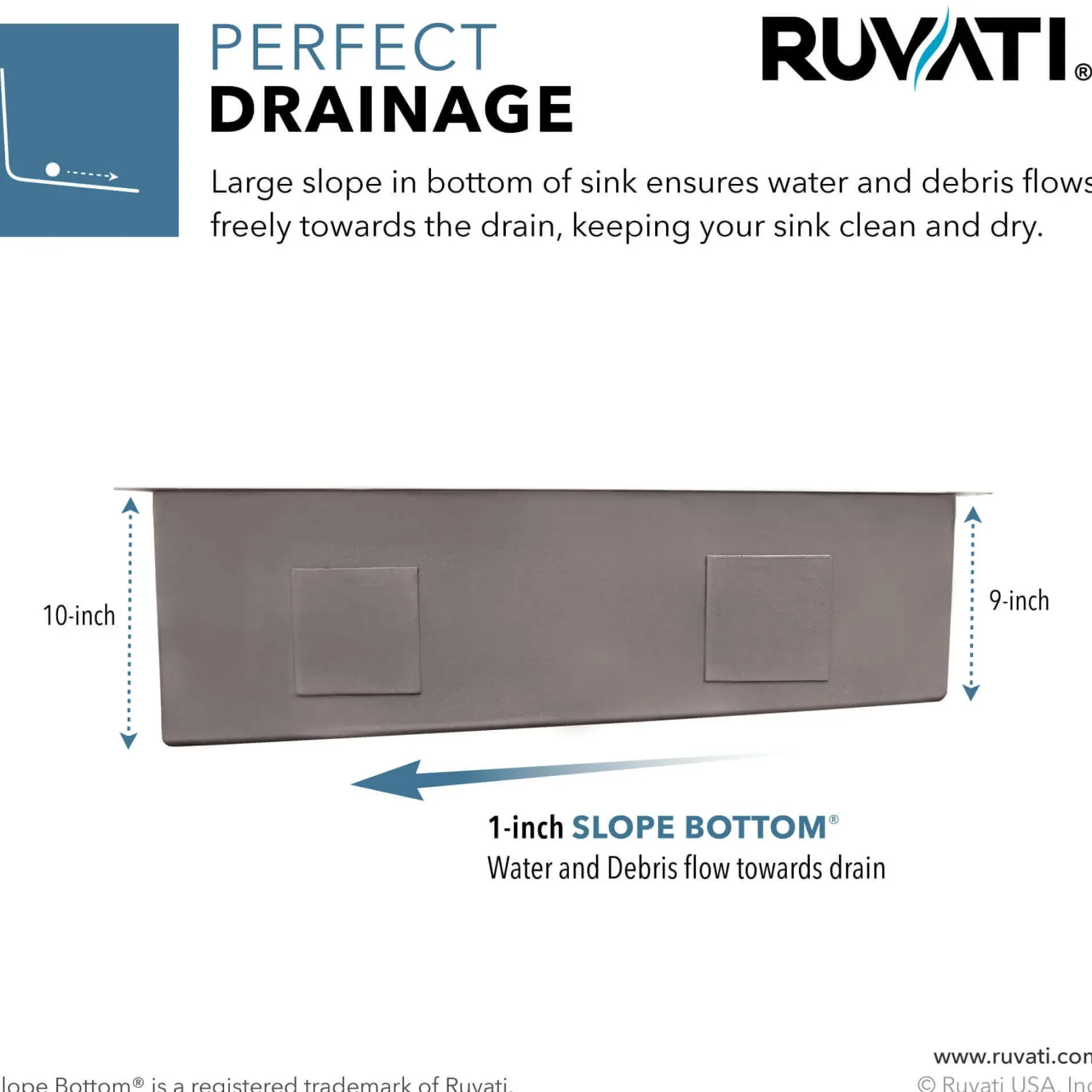 Ruvati Tribeca 30" Slope Bottom Offset Drain Undermount Stainless Steel Kitchen Sink, 16 Gauge, RVH7480