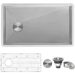 Ruvati Tribeca 32" Slope Bottom Offset Drain Reversible Undermount Stainless Steel Kitchen Sink, 16 Gauge, RVH7490
