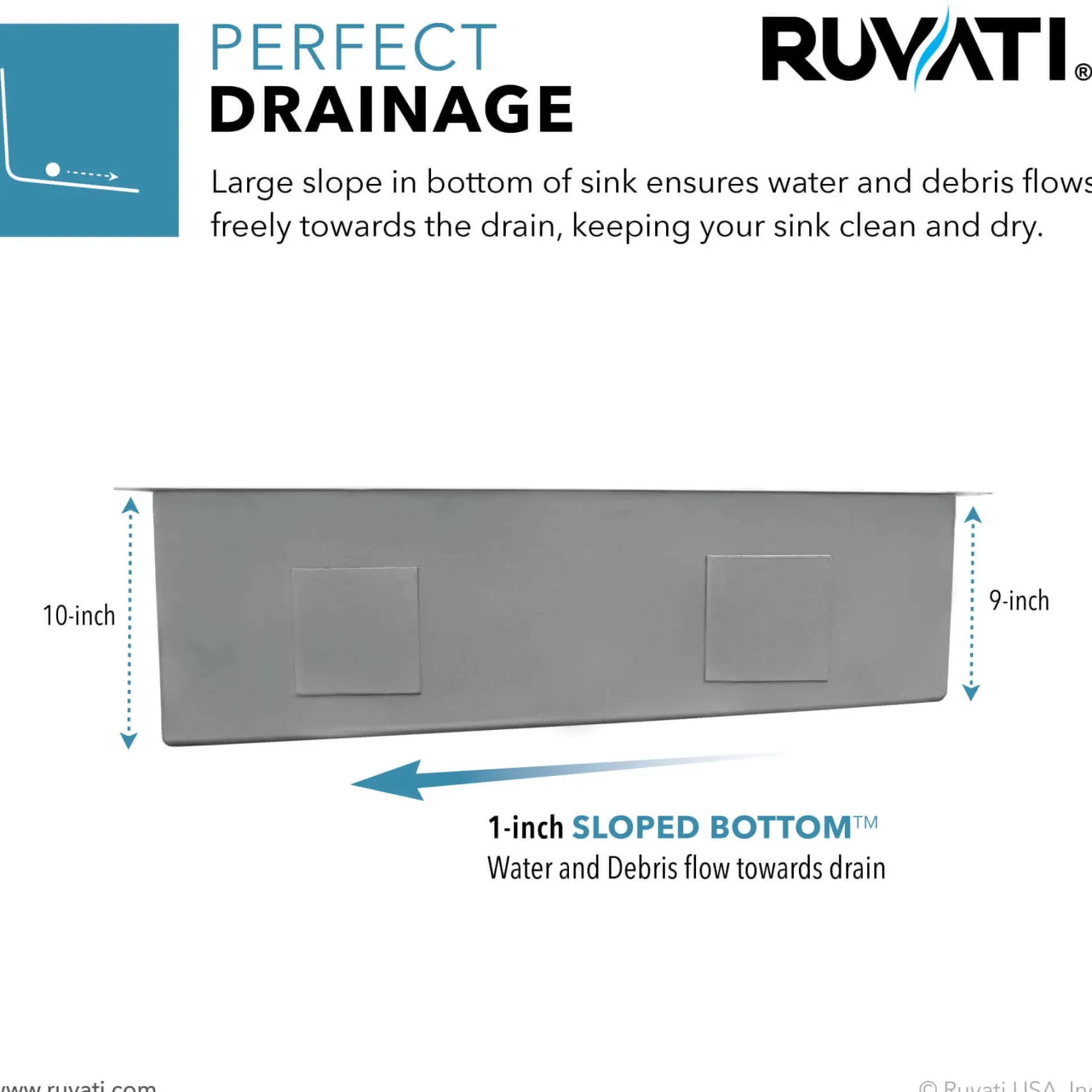 Ruvati Tribeca 32" Slope Bottom Offset Drain Reversible Undermount Stainless Steel Kitchen Sink, 16 Gauge, RVH7490