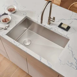 Ruvati Tribeca 36" Slope Bottom Offset Drain Reversible Undermount Stainless Steel Kitchen Sink, 16 Gauge, RVH7497