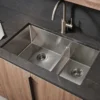 Ruvati Urbana 33" Undermount Stainless Steel Kitchen Sink, 60/40 Low Divide Double Bowl, 16 Gauge, Rounded Corners, RVH7419