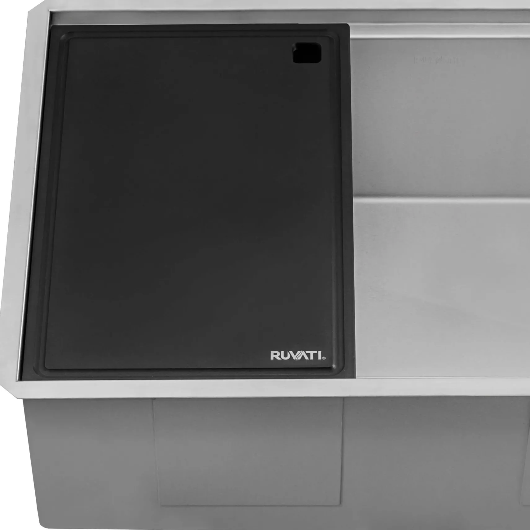 Ruvati Veniso Nova 33" Slope Bottom Offset Drain Undermount Stainless Steel Workstation Kitchen Sink, 16 Gauge, RVH8597