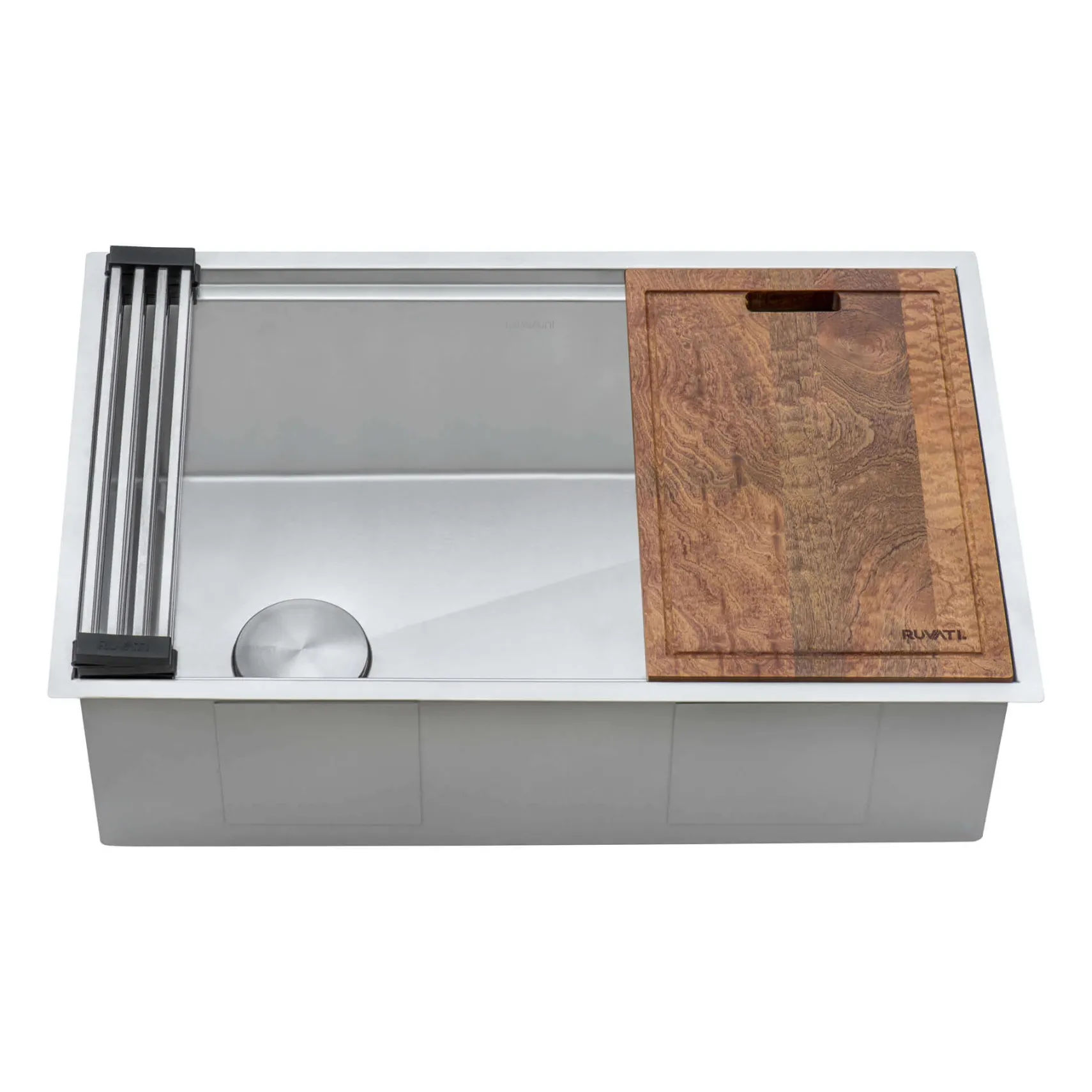 Ruvati Veniso 36" Slope Bottom Offset Drain Undermount Stainless Steel Workstation Kitchen Sink, 16 Gauge, RVH8596