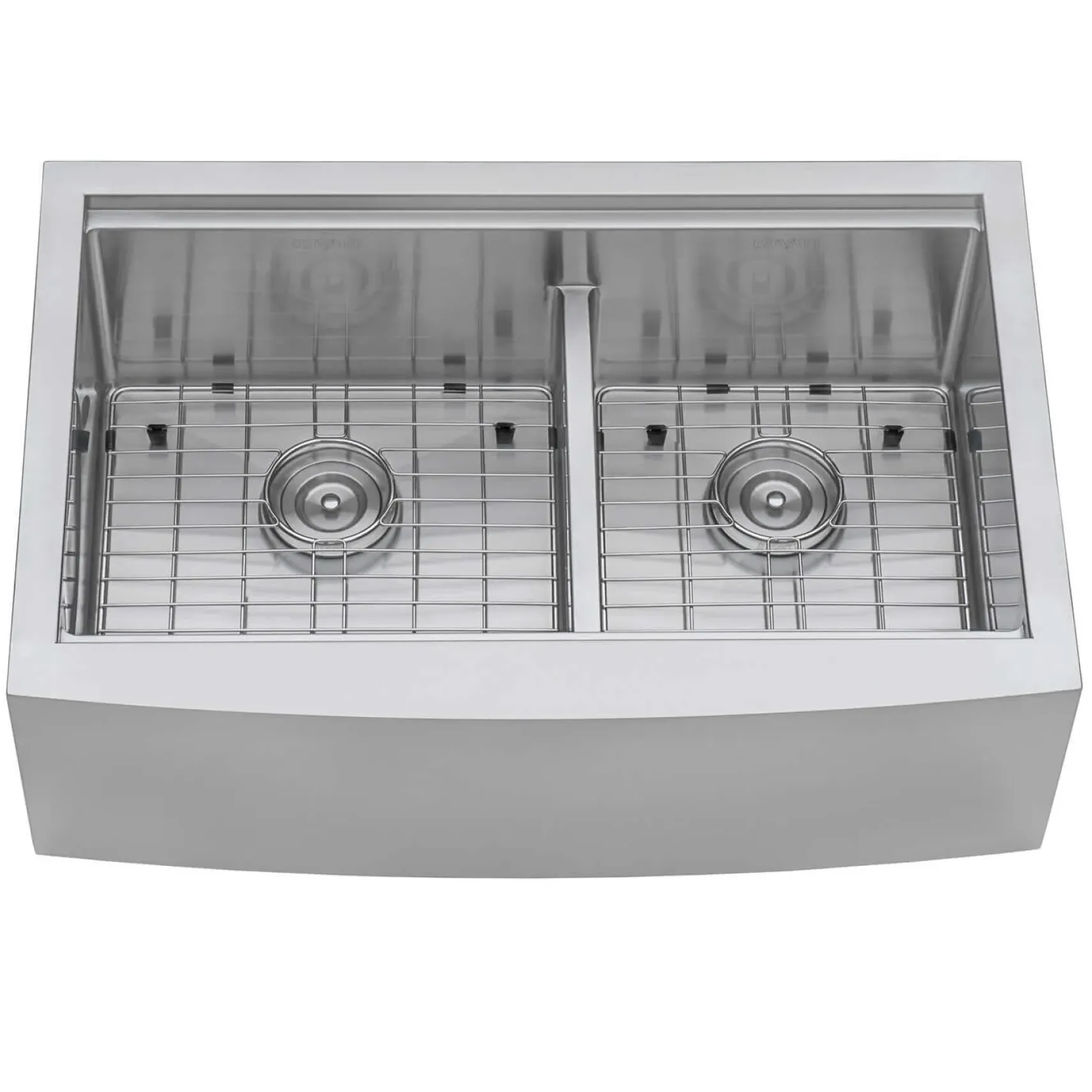 Ruvati Verona 33" Stainless Steel Workstation Apron-front Farmhouse Sink, 60/40 Low Divide Double Bowl, 16 Gauge, RVH9201