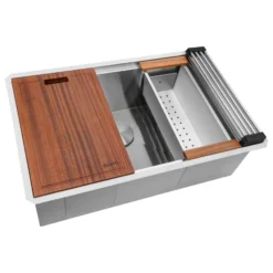 Ruvati 32" Workstation Ledge Undermount 16 Gauge Stainless Steel Kitchen Sink Single Bowl - RVH8300