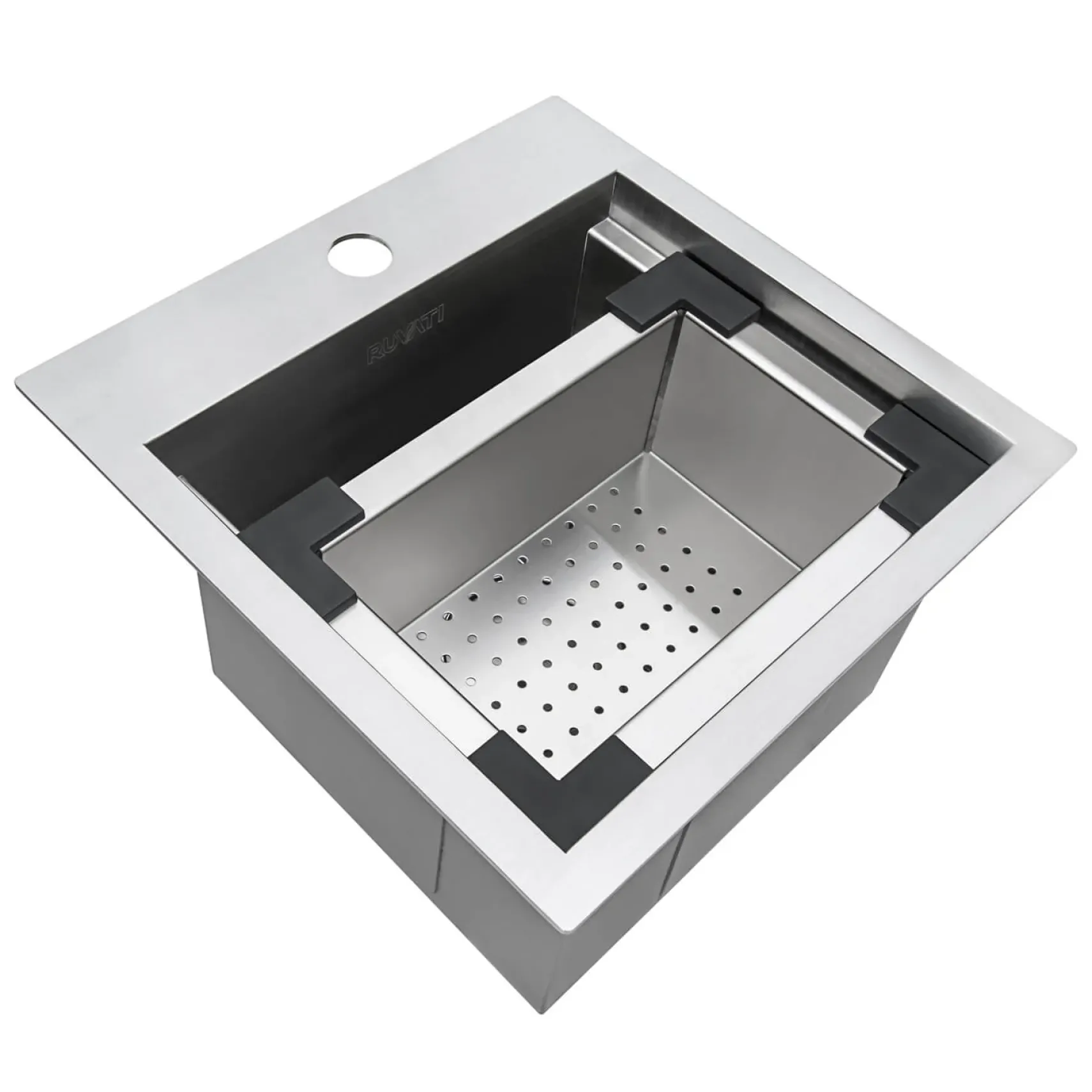 Ruvati 15 x 15 inch Marine Grade T-316 Workstation Topmount RV Boat Outdoor Sink Stainless Steel, RVQ5215