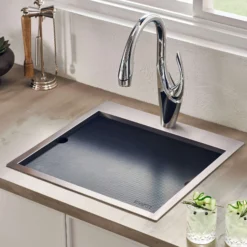 Ruvati 21 x 20 inch Outdoor Workstation Sink T-316 Marine Grade Topmount Stainless Steel BBQ, RVQ5221