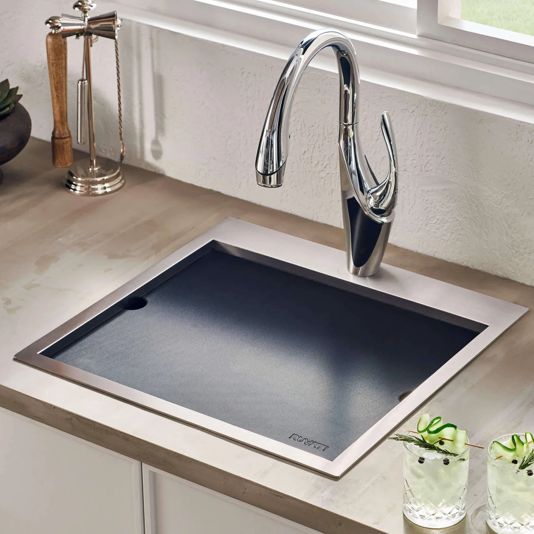 Ruvati 21 x 20 inch Outdoor Workstation Sink T-316 Marine Grade Topmount Stainless Steel BBQ, RVQ5221