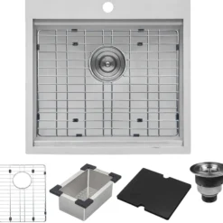 Ruvati 21 x 20 inch Outdoor Workstation Sink T-316 Marine Grade Topmount Stainless Steel BBQ, RVQ5221