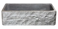 36" Smoke Brown Limestone Farmhouse Kitchen Sink, Chiseled Front, Single Bowl, KF362010SB-BE-BLN
