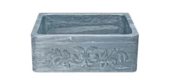 24" Soapstone Farmhouse Sink, Design Apron Front, Charcoal Marquina, KF242010-F2-CMS