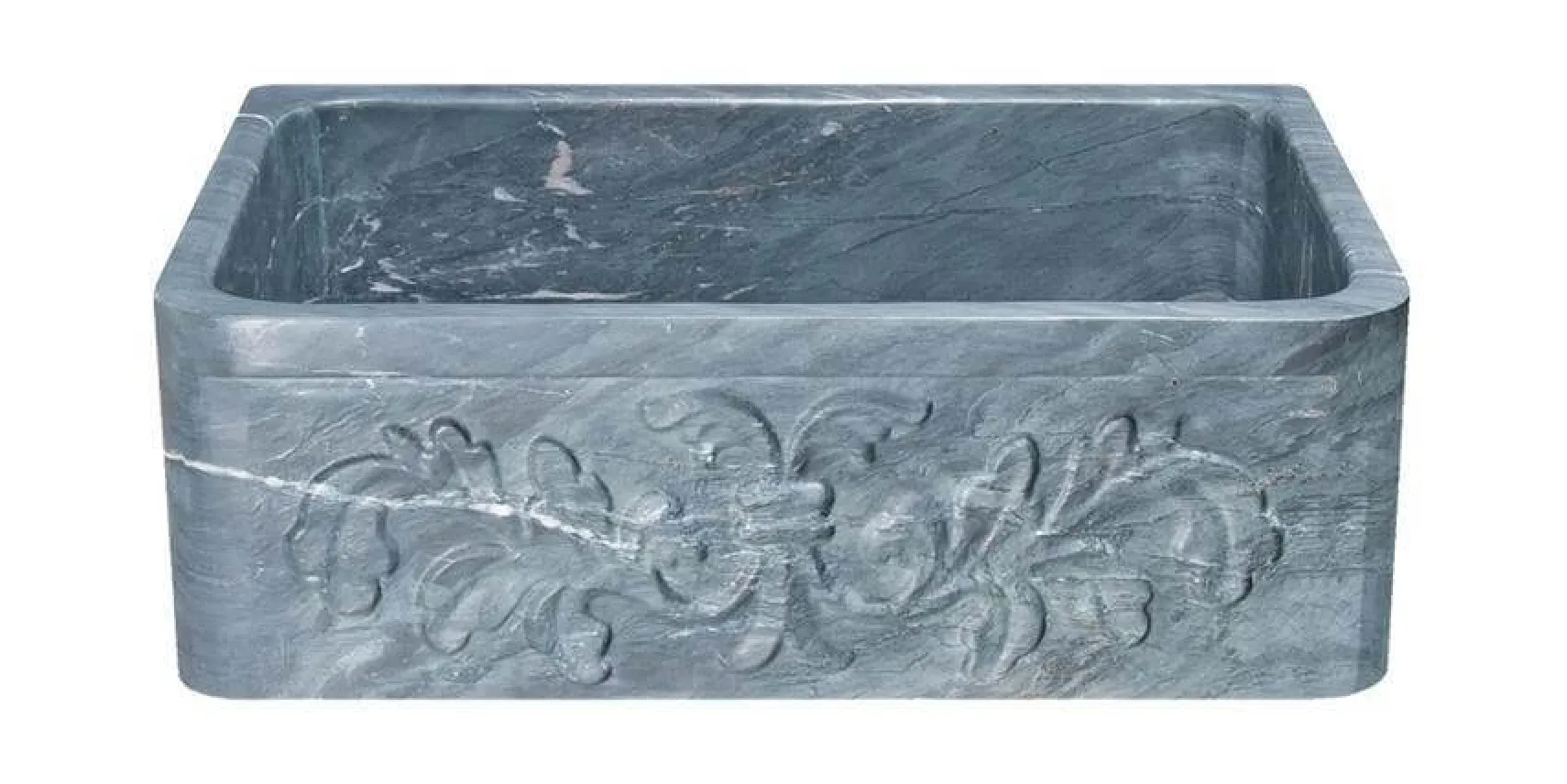 30" Soapstone Farmhouse Sink, Design Apron Front, Charcoal Marquina, KF302010SB-F2-CMS