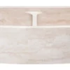 36" Stone 50/50 Double Bowl Farmhouse Kitchen Sink, Curved Reversible Apron Front, Roma Travertine, Beige, KFCF362210DB-NLP-5050-RT