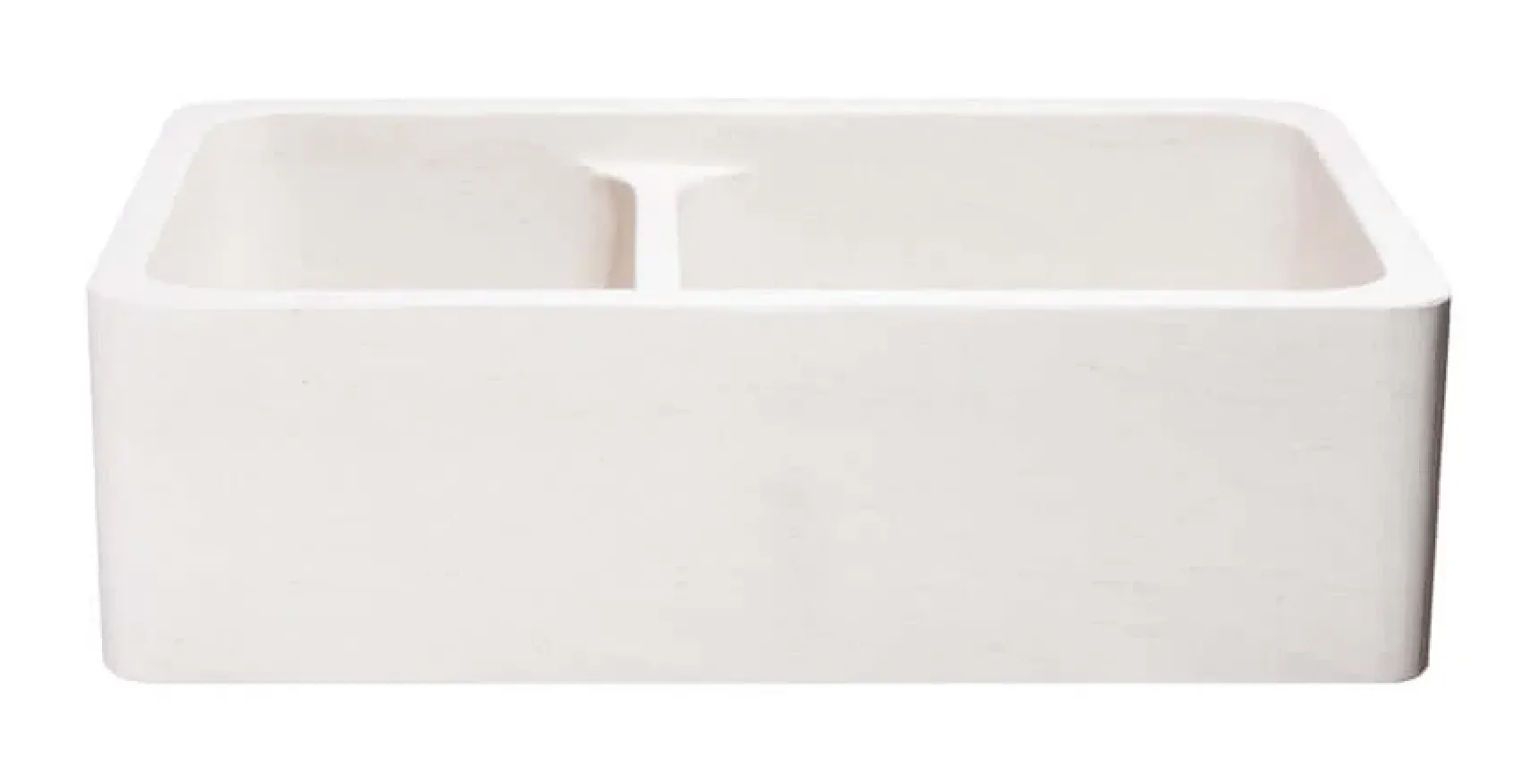 33" Stone 60/40 Double Bowl Farmhouse Kitchen Sink, Smooth Reversible Apron Front, Crema Lyon Limestone, Beige, KF332010DB-NLP-6040-CL