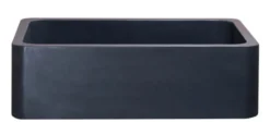 36" Stone Farmhouse Kitchen Sink, Smooth Reversible Apron Front, Black Lava, Black, KF362010SB-NLP-BL