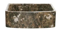 30" Stone Farmhouse Kitchen Sink, Curved Reversible Apron Front, Emperador Dark Marble, Brown, KFCF302210SB-NLP-EPD