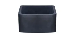 17" Stone Farmhouse Kitchen Sink, Curved Apron Front, Black Lava, Black, KFCF171810-BL