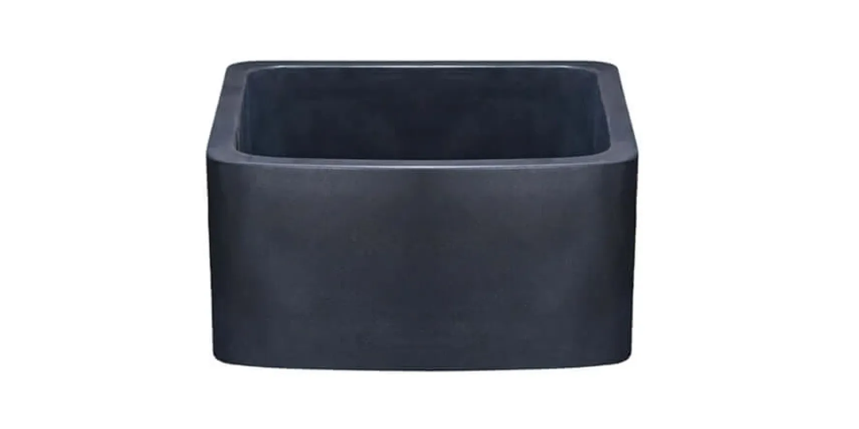 17" Stone Farmhouse Kitchen Sink, Curved Apron Front, Black Lava, Black, KFCF171810-BL