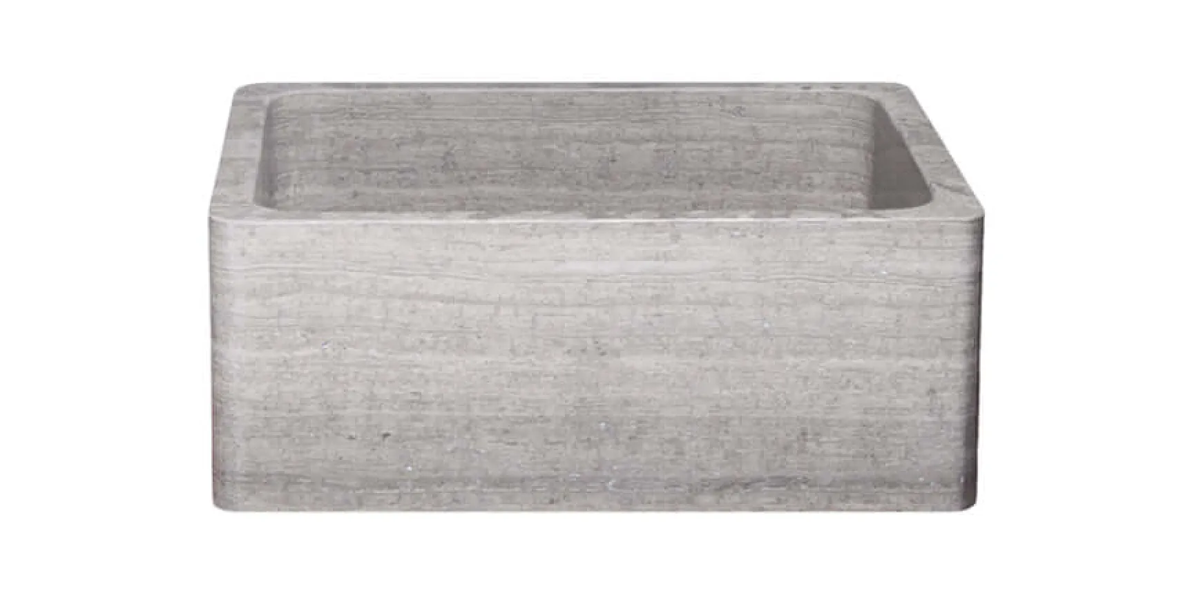 24" Stone Farmhouse Kitchen Sink, Curved Reversible Apron Front, Stratus Marble, Gray, KF242010-STLM