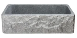 36" Stone Farmhouse Kitchen Sink, Chiseled Apron Front, Mercury Granite, Gray, KF362010SB-BE-M