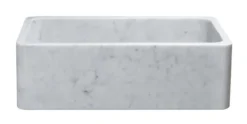 33" Stone Farmhouse Kitchen Sink, Smooth Reversible Apron Front, Carrara Marble, White, KF332010SB-NLP-CW