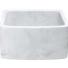 17" Stone Farmhouse Kitchen Sink, Curved Reversible Apron Front, Carrara Marble, White, KFCF171810-CW