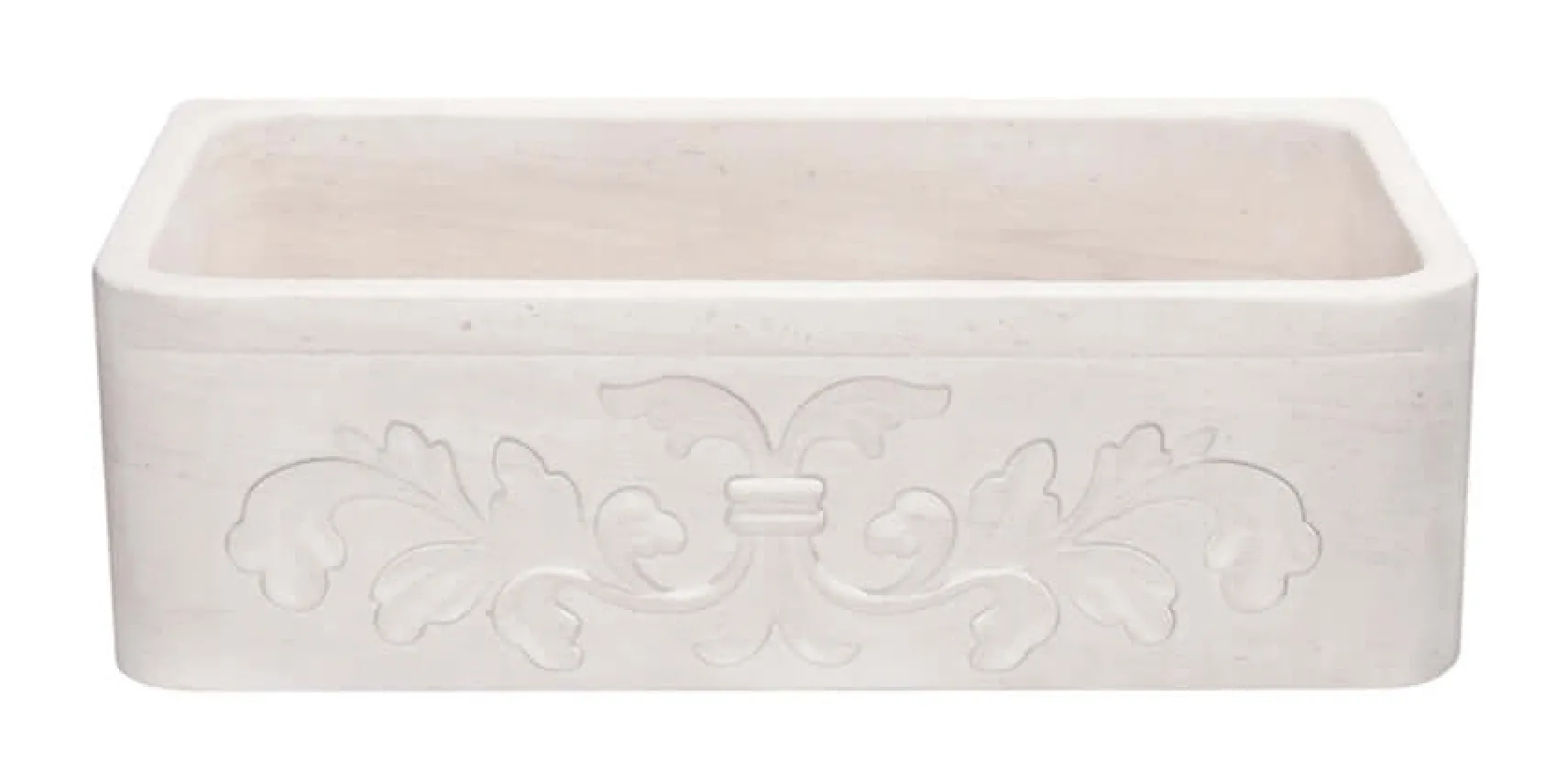 33" Stone Farmhouse Kitchen Sink, Design Apron Front, Crema Lyon Limestone, Beige, KF332010SB-F2-CL
