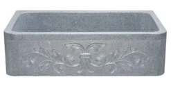 36" Stone Farmhouse Kitchen Sink, Design Apron Front, Mercury Granite, Gray, KF362010SB-F2-M