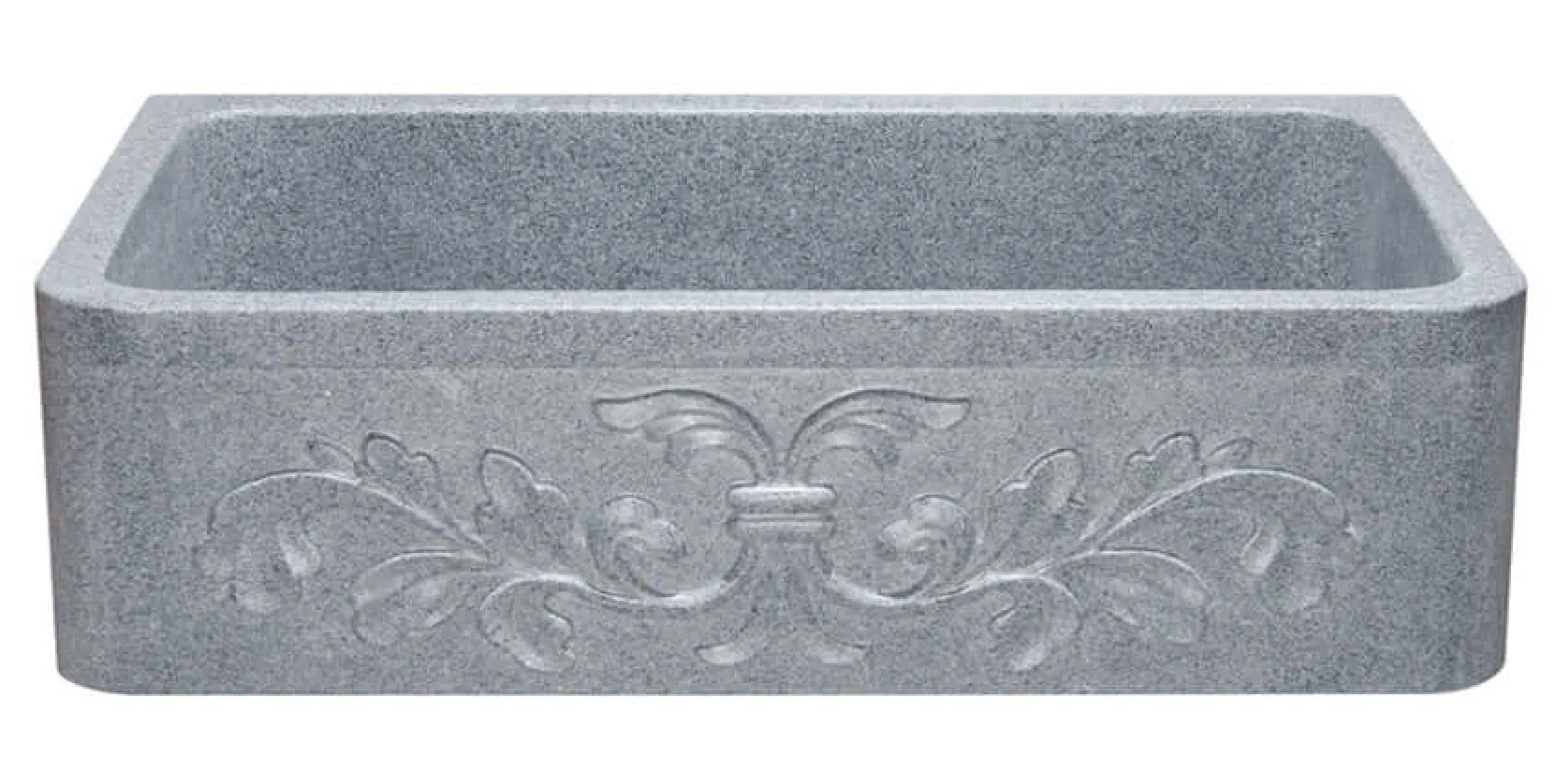 36" Stone Farmhouse Kitchen Sink, Design Apron Front, Mercury Granite, Gray, KF362010SB-F2-M