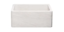24" Stone Farmhouse Kitchen Sink, Smooth Reversible Apron Front, Crema Lyon Limestone, Beige, KF242010-CL