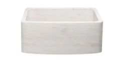 24" Stone Farmhouse Kitchen Sink, Curved Reversible Apron Front, Crema Lyon Limestone, Beige, KFCF242110-CL