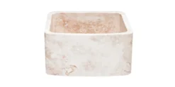 17" Stone Farmhouse Kitchen Sink, Curved Reversible Apron Front, Roma Travertine, Beige, KFCF171810-RT