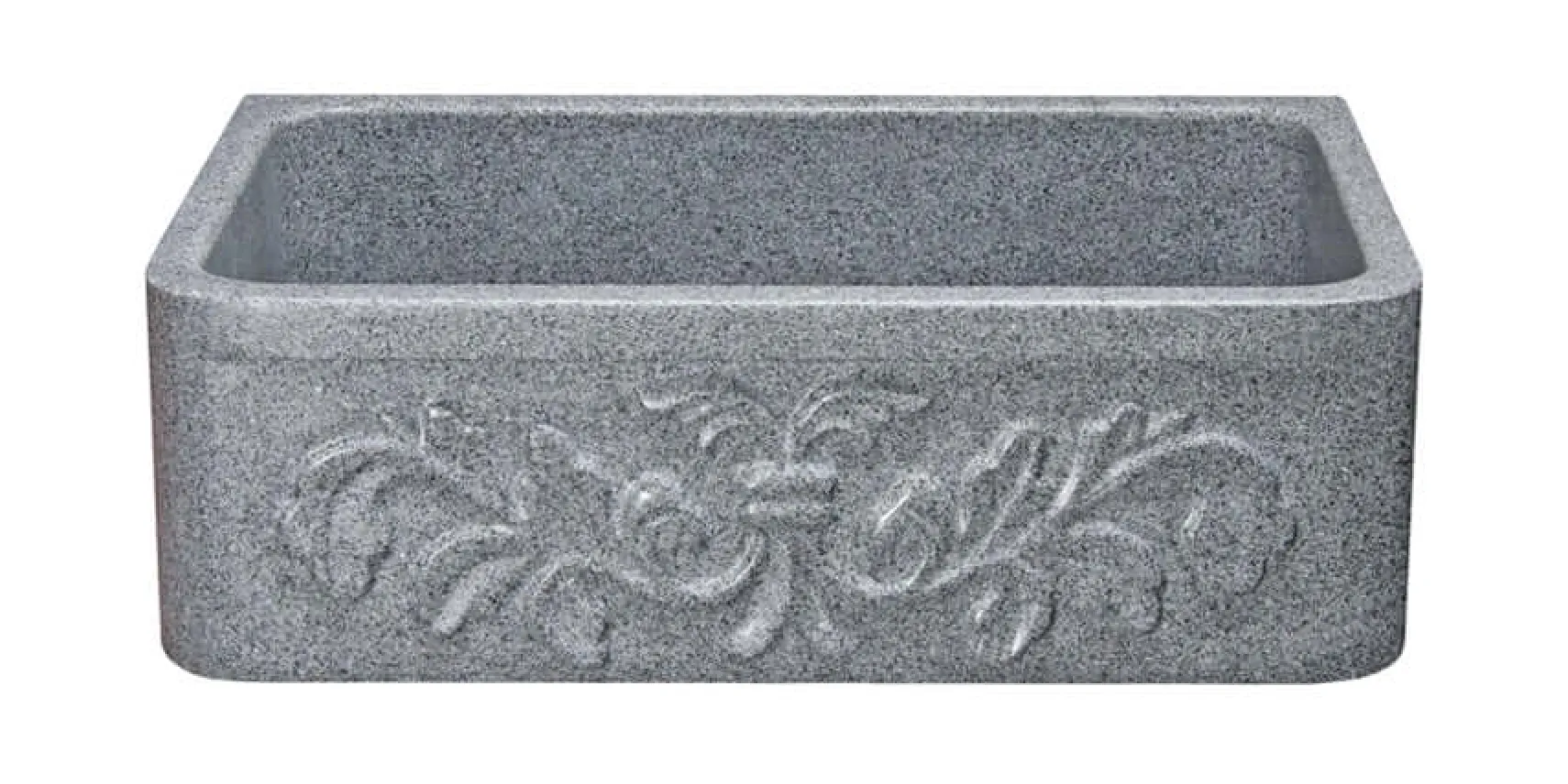 30" Stone Farmhouse Kitchen Sink, Design Apron Front, Mercury Granite, Gray, KF302010SB-F2-M
