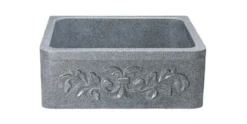 24" Stone Farmhouse Kitchen Sink, Design Apron Front, Mercury Granite, Gray, KF242010-F2-M