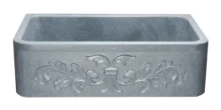 33" Stone Farmhouse Kitchen Sink, Design Apron Front, Mercury Granite, Gray, KF332010SB-F2-M