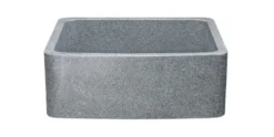 24" Stone Farmhouse Kitchen Sink, Curved Reversible Apron Front, Mercury Granite, Gray, KFCF242110-M