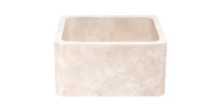 17" Stone Farmhouse Kitchen Sink, Smooth Reversible Apron Front, Roma Travertine, Beige, KF171710-RT