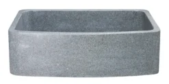 33" Stone Farmhouse Kitchen Sink, Curved Reversible Apron Front, Mercury Granite, Gray, KFCF332210SB-NLP-M