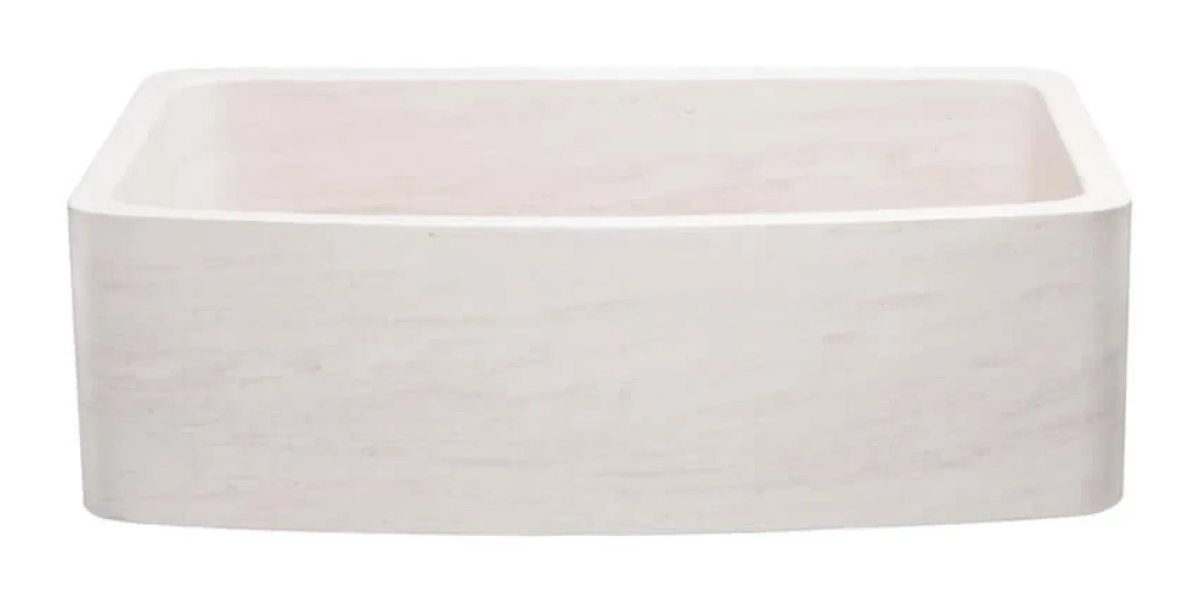 33" Stone Farmhouse Kitchen Sink, Smooth Reversible Curved Apron Front, Crema Lyon Limestone, Beige, KFCF332210SB-NLP-CL