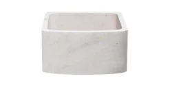 17" Stone Farmhouse Kitchen Sink, Curved Reversible Apron Front, Crema Lyon Limestone, Beige, KFCF171810-CL