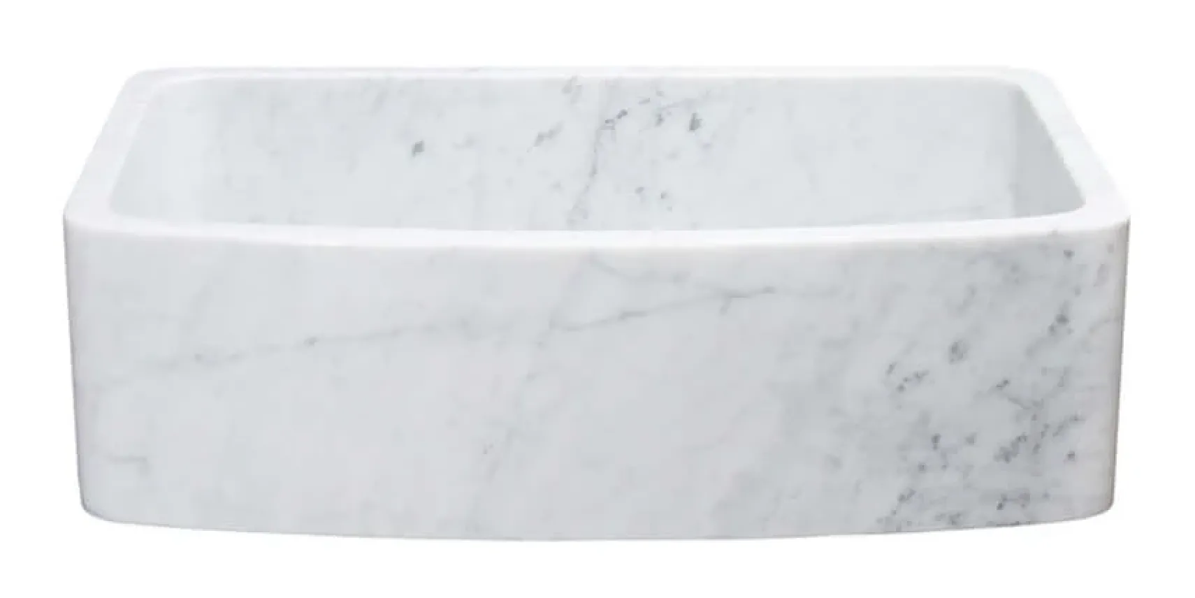33" Stone Farmhouse Kitchen Sink, Curved Reversible Apron Front, Carrara Marble, White, KFCF332210SB-NLP-CW