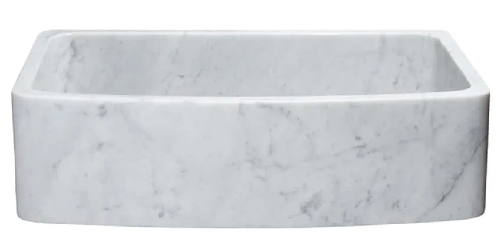 36" Stone Farmhouse Sink, Curved Reversible Apron Front, Carrara Marble, White, KFCF362210SB-NLP-CW