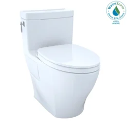 TOTO Aimes WASHLET+ One-Piece Elongated 1.28 GPF Universal Height Skirted Toilet with CEFIONTECT, Sedona Beige, Vitreous China, MS626124CEFG#12