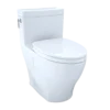 TOTO Aimes WASHLET+ One-Piece Elongated 1.28 GPF Universal Height Skirted Toilet with CEFIONTECT, Cotton White, Vitreous China, MS626124CEFG#01