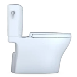 TOTO Aquia IV Cube Two-Piece Elongated Dual Flush 1.28 and 0.9 GPF Universal Height Toilet with CEFIONTECT, WASHLET+ Ready, Cotton White, Vitreous China, MS436124CEMFGN#01