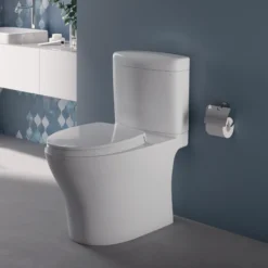 TOTO Aquia IV Cube Two-Piece Elongated Dual Flush 1.28 and 0.9 GPF Universal Height Toilet with CEFIONTECT, WASHLET+ Ready, Cotton White, Vitreous China, MS436124CEMFGN#01