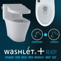 TOTO Aquia IV Cube Two-Piece Elongated Dual Flush 1.28 and 0.9 GPF Universal Height Toilet with CEFIONTECT, WASHLET+ Ready, Cotton White, Vitreous China, MS436124CEMFGN#01