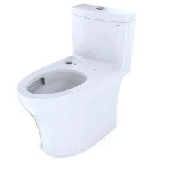TOTO Aquia IV One-Piece Elongated Dual Flush 1.28 and 0.9 GPF WASHLET+ and Auto Flush Ready Toilet with CEFIONTECT, Cotton White, Vitreous China, CST646CEMFGNAT40#01